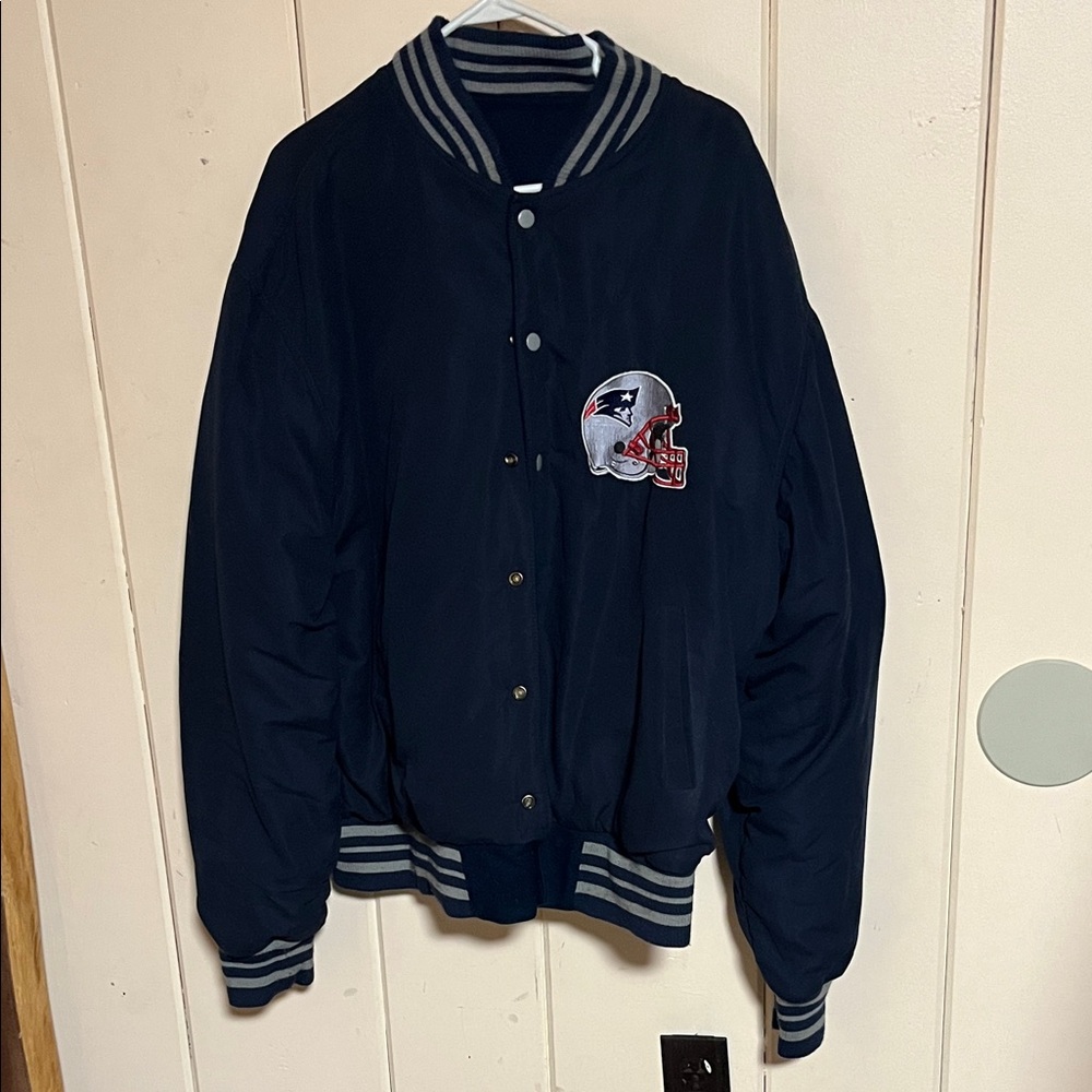 Navy Varsity Jacket With Logo Patch - image 1
